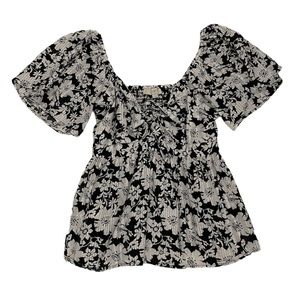 LOFT Black & White Floral Top